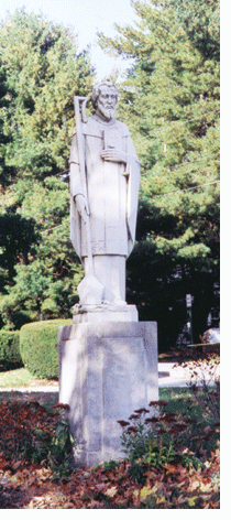 Statue of St. Denis outside St. Denis Church, Douglas, MA
